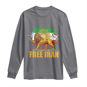 Free Iran Long Sleeve Shirt Iran Flag Lion And Sun Persian Pride Iranian Protests TS11 Charcoal Print Your Wear
