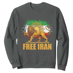 Free Iran Sweatshirt Iran Flag Lion And Sun Persian Pride Iranian Protests TS11 Dark Heather Print Your Wear