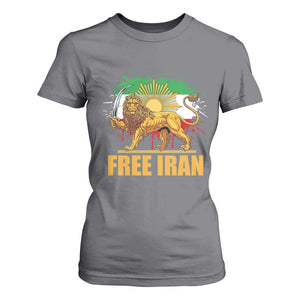 Free Iran T Shirt For Women Iran Flag Lion And Sun Persian Pride Iranian Protests TS11 Charcoal Print Your Wear