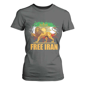 Free Iran T Shirt For Women Iran Flag Lion And Sun Persian Pride Iranian Protests TS11 Dark Heather Print Your Wear