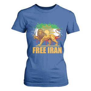 Free Iran T Shirt For Women Iran Flag Lion And Sun Persian Pride Iranian Protests TS11 Royal Blue Print Your Wear