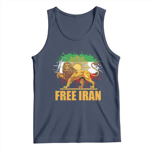 Free Iran Tank Top Iran Flag Lion And Sun Persian Pride Iranian Protests TS11 Navy Print Your Wear