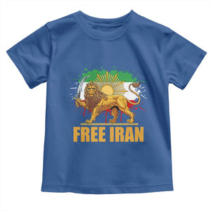 Free Iran Toddler T Shirt Iran Flag Lion And Sun Persian Pride Iranian Protests TS11 Royal Blue Print Your Wear