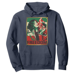 Free Iran Protest Hoodie Support Women Life Freedom Statement TS11 Navy Print Your Wear