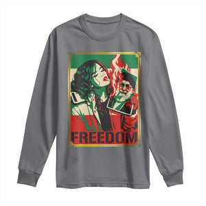 Free Iran Protest Long Sleeve Shirt Support Women Life Freedom Statement TS11 Charcoal Print Your Wear
