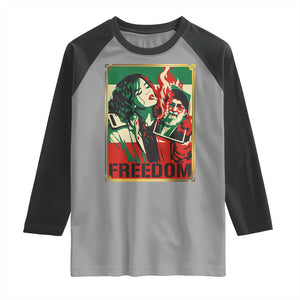 Free Iran Protest Raglan Shirt Support Women Life Freedom Statement TS11 Sport Gray Black Print Your Wear