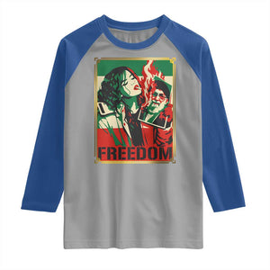 Free Iran Protest Raglan Shirt Support Women Life Freedom Statement TS11 Sport Gray Royal Print Your Wear