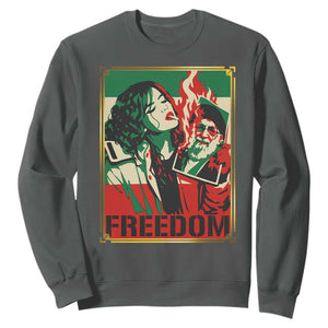 Free Iran Protest Sweatshirt Support Women Life Freedom Statement TS11 Dark Heather Print Your Wear