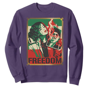 Free Iran Protest Sweatshirt Support Women Life Freedom Statement TS11 Purple Print Your Wear