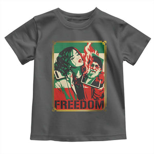 Free Iran Protest Toddler T Shirt Support Women Life Freedom Statement TS11 Dark Heather Print Your Wear
