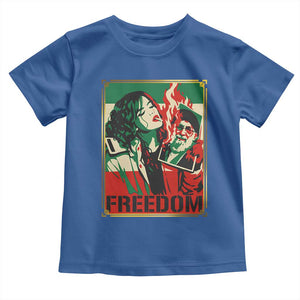 Free Iran Protest Toddler T Shirt Support Women Life Freedom Statement TS11 Royal Blue Print Your Wear