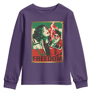 Free Iran Protest Youth Sweatshirt Support Women Life Freedom Statement TS11 Purple Print Your Wear