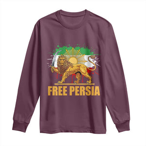 Free Persian Long Sleeve Shirt - Iran Flag Lion And Sun Persian Pride Iranian Protests Tee TS11 Maroon Print Your Wear