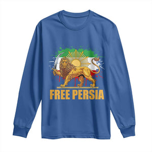 Free Persian Long Sleeve Shirt - Iran Flag Lion And Sun Persian Pride Iranian Protests Tee TS11 Royal Blue Print Your Wear