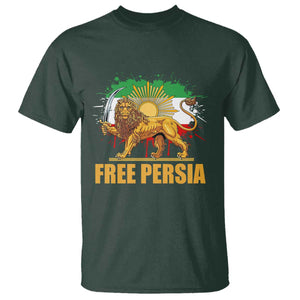 Free Persian T Shirt - Iran Flag Lion And Sun Persian Pride Iranian Protests Freedom Tee TS11 Dark Forest Green Print Your Wear