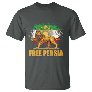 Free Persian T Shirt - Iran Flag Lion And Sun Persian Pride Iranian Protests Freedom Tee TS11 Dark Heather Print Your Wear