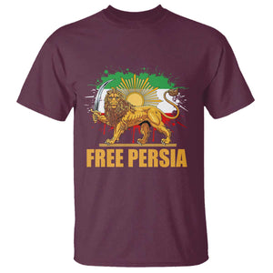 Free Persian T Shirt - Iran Flag Lion And Sun Persian Pride Iranian Protests Freedom Tee TS11 Maroon Print Your Wear