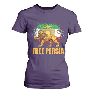 Free Persian T Shirt For Women Iran Flag Lion And Sun Persian Pride Iranian Protests TS11 Purple Print Your Wear