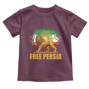 Free Persian Toddler T Shirt Iran Flag Lion And Sun Persian Pride Iranian Protests TS11 Maroon Print Your Wear