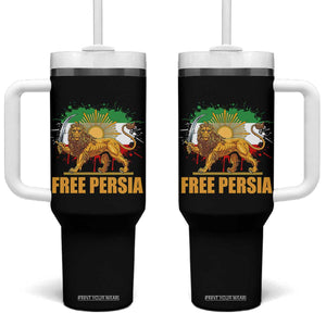Free Persian Tumbler With Handle Iran Flag Lion And Sun Persian Pride Iranian Protests TS11 One Size: 40 oz Black Print Your Wear