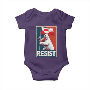Resist Greenland Polar Bear Holding Flag Art Baby Onesie Resistance Political TS11 Purple Print Your Wear
