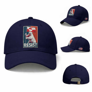 Resist Greenland Polar Bear Holding Flag Art Baseball Cap Resistance Political TS11 Baseball Cap Universal Fit Dark Blue Print Your Wear