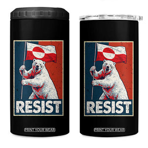 Resist Greenland Polar Bear Holding Flag Art 4 in 1 Can Cooler Tumbler Resistance Political TS11 One Size: 16 oz Black Print Your Wear