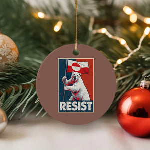 Resist Greenland Polar Bear Holding Flag Art Ceramic Ornament Resistance Political TS11 1pc Mocha Print Your Wear