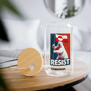 Resist Greenland Polar Bear Holding Flag Art Glass Can Resistance Political TS11 Print Your Wear