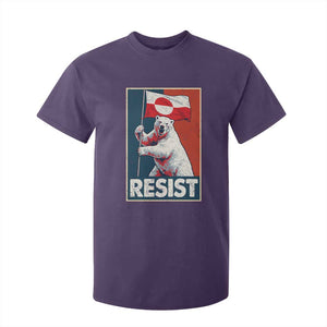 Resist Greenland Polar Bear Holding Flag Art T Shirt For Kid Resistance Political TS11 Purple Print Your Wear