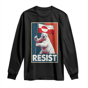 Resist Greenland Polar Bear Holding Flag Art Long Sleeve Shirt Resistance Political TS11 Black Print Your Wear
