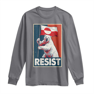 Resist Greenland Polar Bear Holding Flag Art Long Sleeve Shirt Resistance Political TS11 Charcoal Print Your Wear