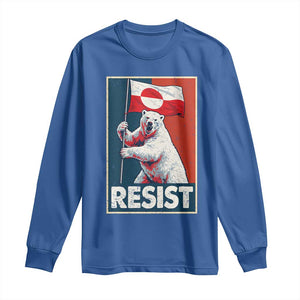 Resist Greenland Polar Bear Holding Flag Art Long Sleeve Shirt Resistance Political TS11 Royal Blue Print Your Wear