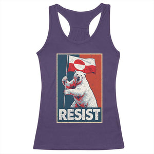 Resist Greenland Polar Bear Holding Flag Art Racerback Tank Top Resistance Political TS11 Purple Print Your Wear