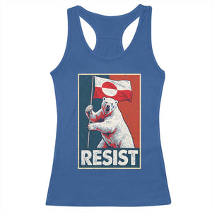 Resist Greenland Polar Bear Holding Flag Art Racerback Tank Top Resistance Political TS11 Royal Blue Print Your Wear