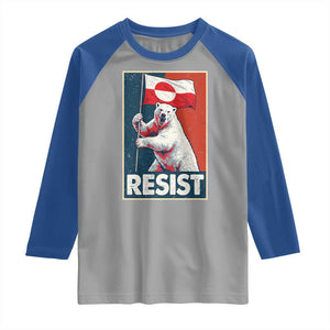 Resist Greenland Polar Bear Holding Flag Art Raglan Shirt Resistance Political TS11 Sport Gray Royal Print Your Wear