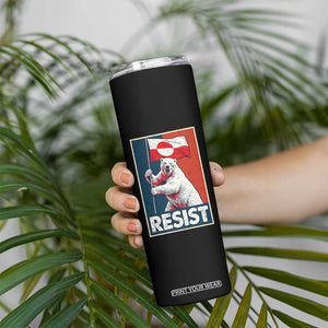 Resist Greenland Polar Bear Holding Flag Art Skinny Tumbler Resistance Political TS11 Print Your Wear