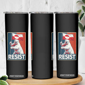 Resist Greenland Polar Bear Holding Flag Art Skinny Tumbler Resistance Political TS11 Print Your Wear
