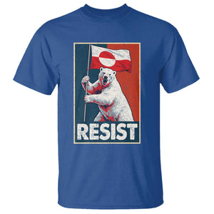 Resist Greenland Polar Bear Holding Flag Art T Shirt Resistance Political TS11 Royal Blue Print Your Wear