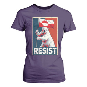 Resist Greenland Polar Bear Holding Flag Art T Shirt For Women Resistance Political TS11 Purple Print Your Wear