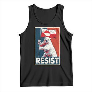 Resist Greenland Polar Bear Holding Flag Art Tank Top Resistance Political TS11 Black Print Your Wear