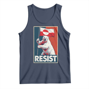 Resist Greenland Polar Bear Holding Flag Art Tank Top Resistance Political TS11 Navy Print Your Wear