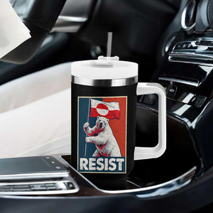 Resist Greenland Polar Bear Holding Flag Art Tumbler With Handle Resistance Political TS11 Print Your Wear