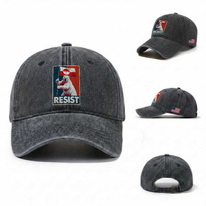 Resist Greenland Polar Bear Holding Flag Art Washed Cotton Baseball Cap Resistance Political TS11 Washed Cap Universal Fit Dark Gray Print Your Wear