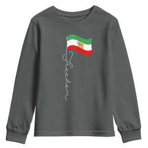 Persian Freedom Youth Sweatshirt Free Iran Proud Persian Iranian TS11 Dark Heather Print Your Wear