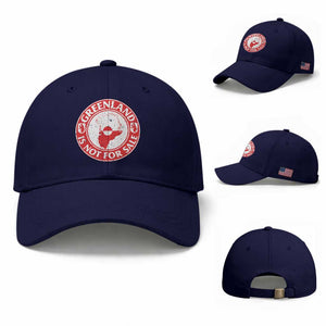 Greenland Is Not For Sale Baseball Cap Political Statement Arms of Greenland TS11 Baseball Cap Universal Fit Dark Blue Print Your Wear
