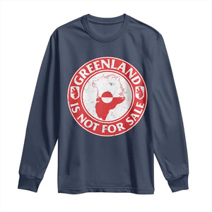 Greenland Is Not For Sale Long Sleeve Shirt Political Statement Arms of Greenland TS11 Navy Print Your Wear