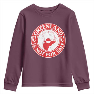 Greenland Is Not For Sale Youth Sweatshirt Political Statement Arms of Greenland TS11 Maroon Print Your Wear