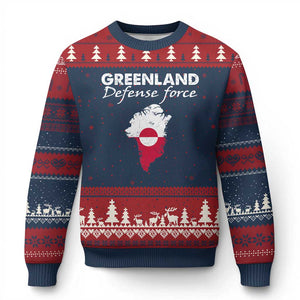 Greenland Defense Force Ugly Christmas Sweater Political Statement Greenland Policy TS11 Navy Red Print Your Wear