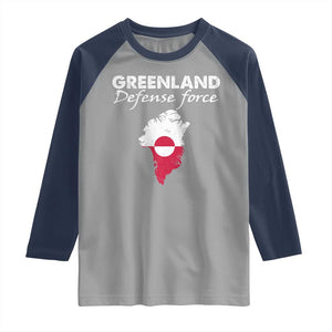 Greenland Defense Force Raglan Shirt Political Statement Greenland Policy TS11 Sport Gray Navy Print Your Wear